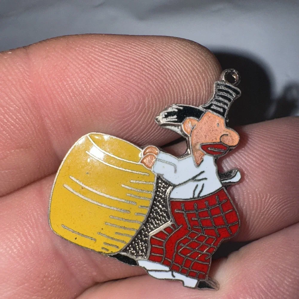 2pc Fun Vintage Rodeo Clown Cowboy Charm Pendant  Blue Red